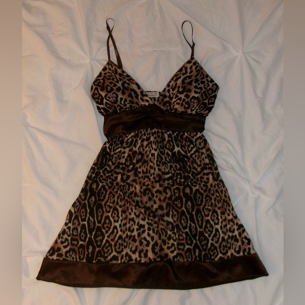 y2k Leopard Print Spaghetti Strap Dress